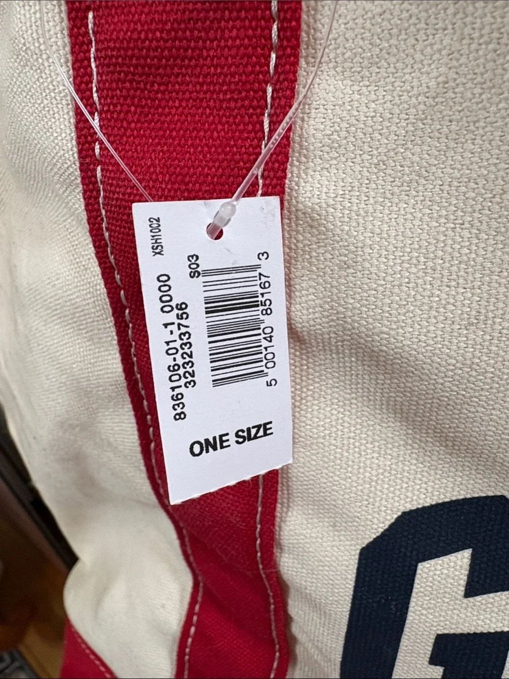 GAP Cream Canvas Tote with Red Handles and Base featuring Mickey